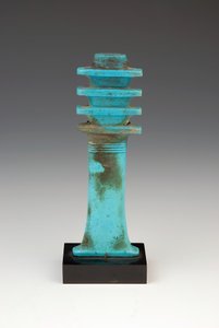 Amulette de pilier Djed faïence et glaçure bleu vif